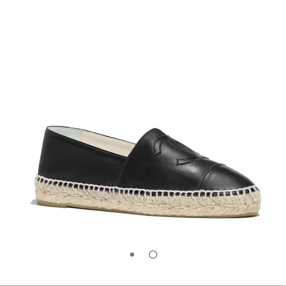 Chanel espadrilles black leather